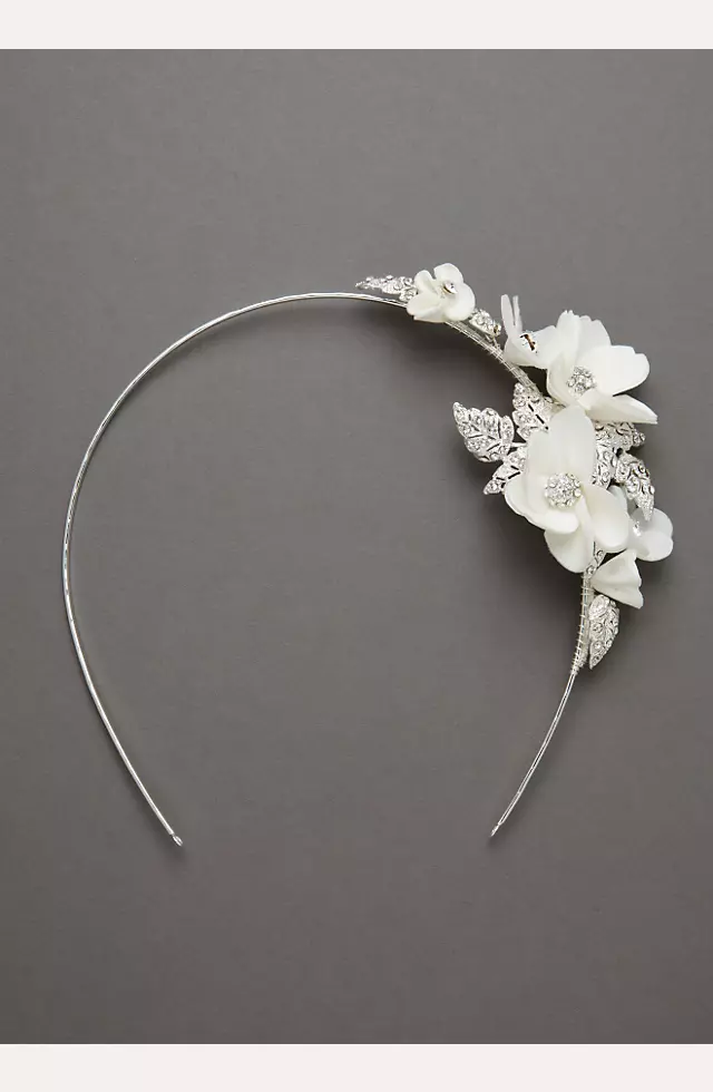 Headband with Fabric Flowers and Pave Accents Image 2