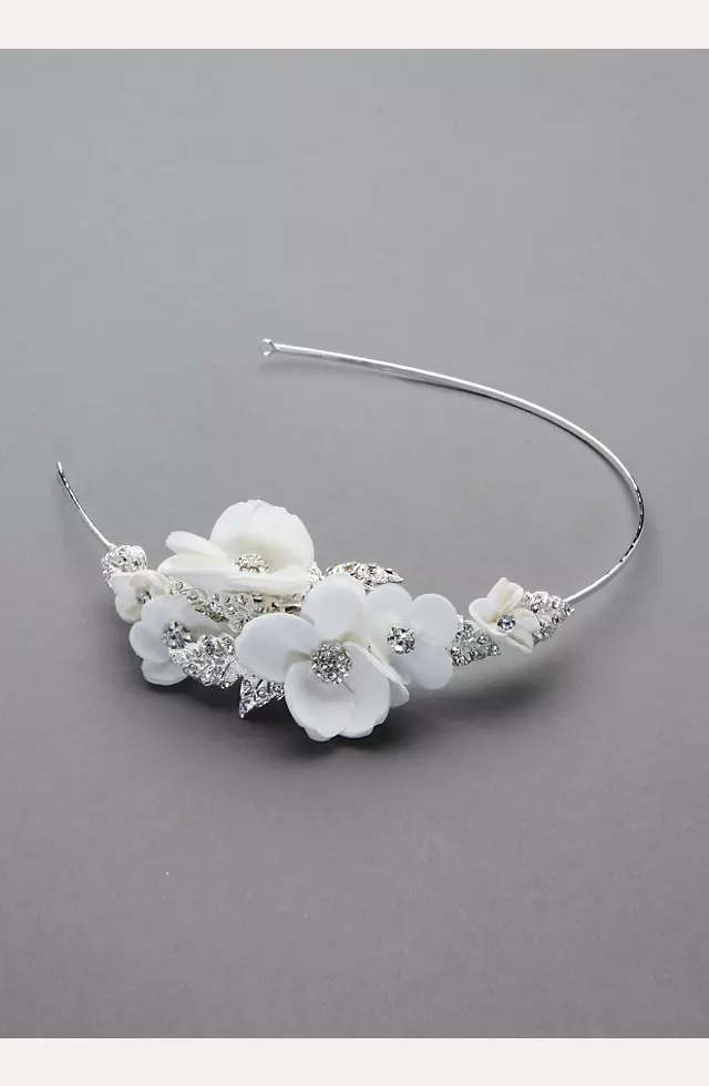 Headband with Fabric Flowers and Pave Accents Image 4