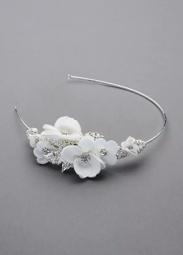 Headband with Fabric Flowers and Pave Accents Image 4