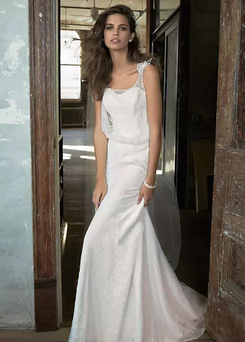 Lace Blouson Wedding Gown with 3D Floral Detail Image 1