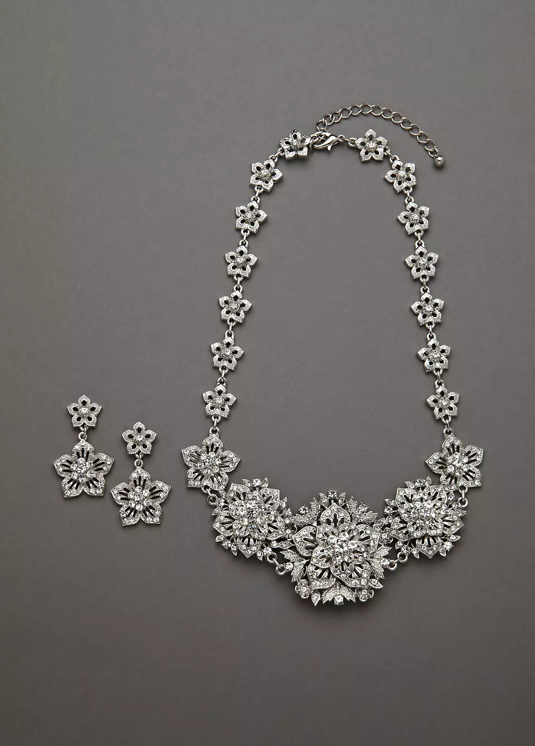 Bold Crystal Flower Necklace and Earring Set Image