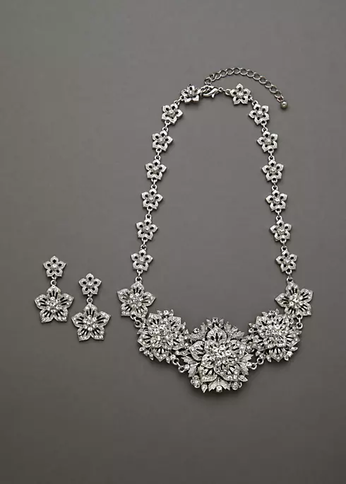 Bold Crystal Flower Necklace and Earring Set Image 1