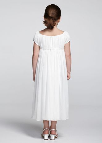 Crinkle Chiffon Short Sleeve Dress | David's Bridal