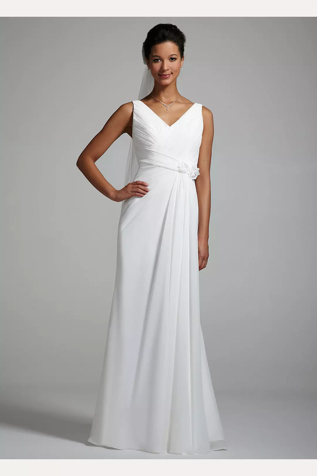 Chiffon Ruched Bodice Gown with Side Drape Image