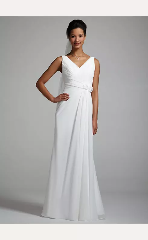Chiffon Ruched Bodice Gown with Side Drape Image 1