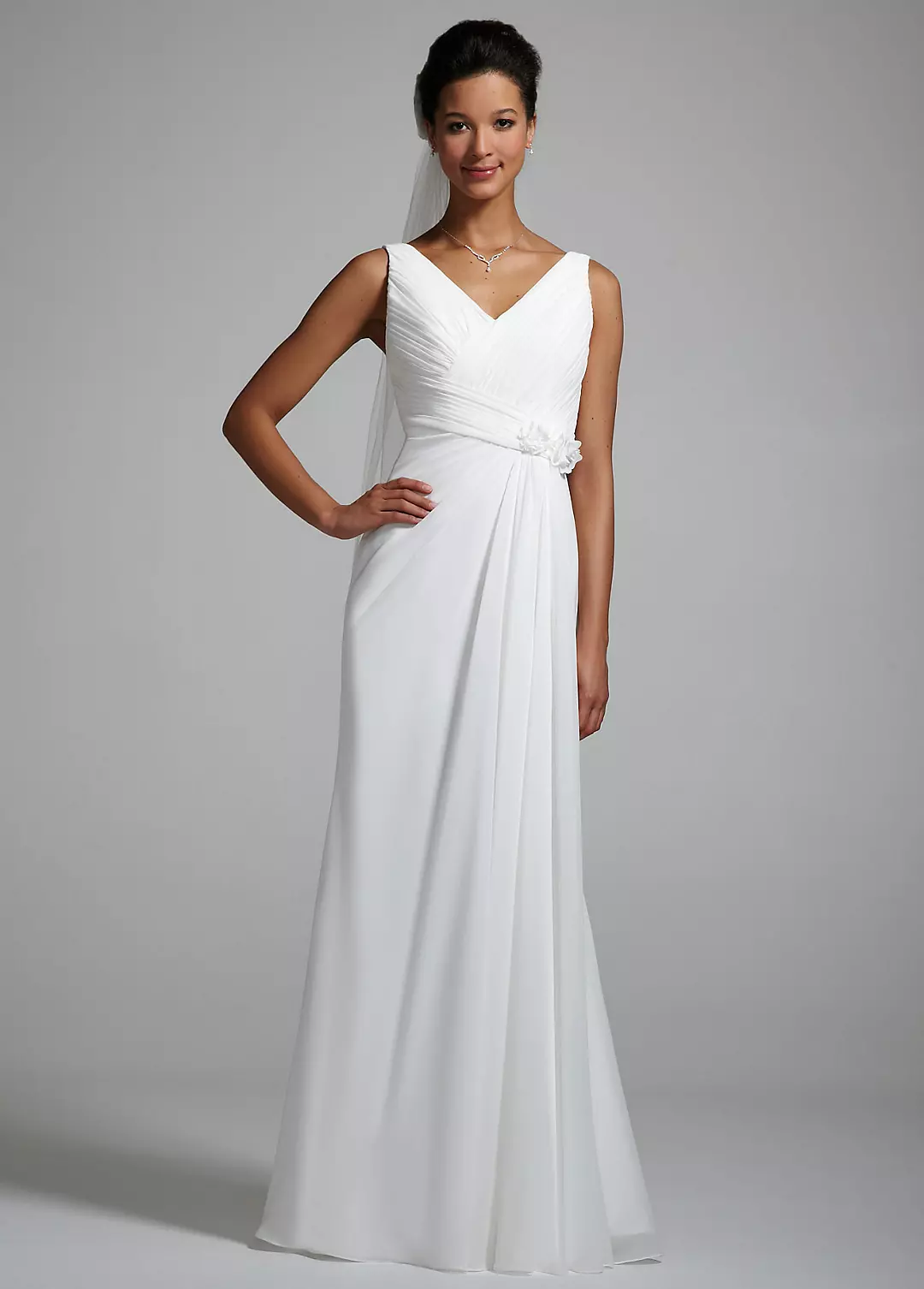 Chiffon Ruched Bodice Gown with Side Drape Image