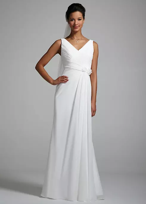 Chiffon Ruched Bodice Gown with Side Drape Image 1