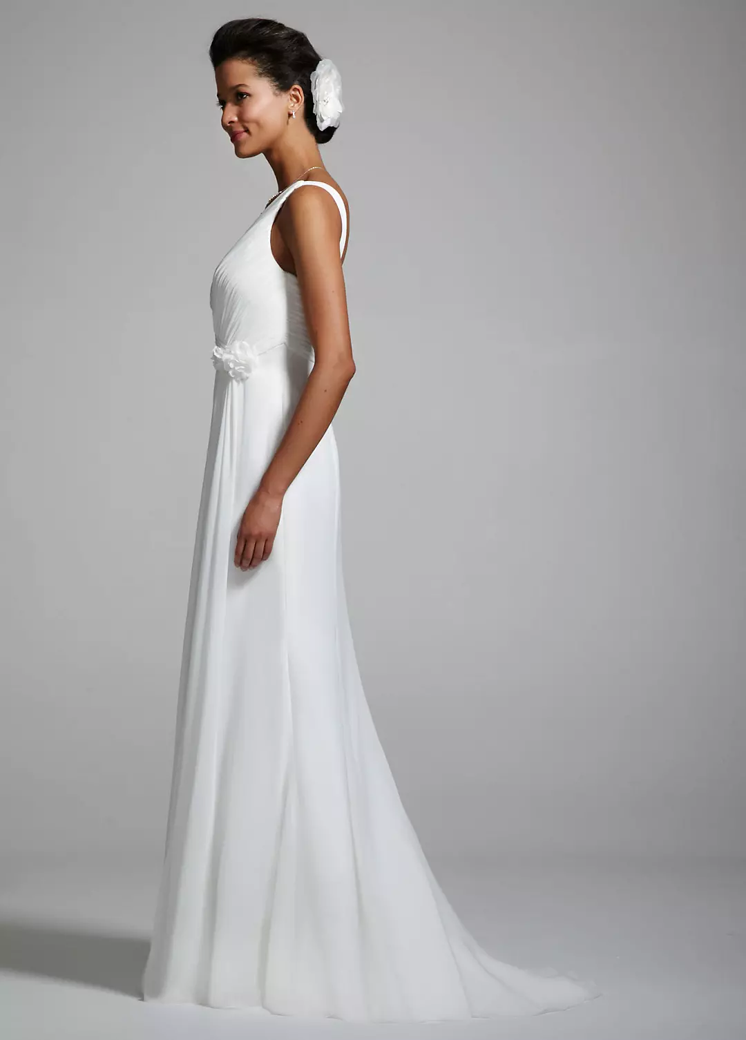 Chiffon Ruched Bodice Gown with Side Drape Image 3