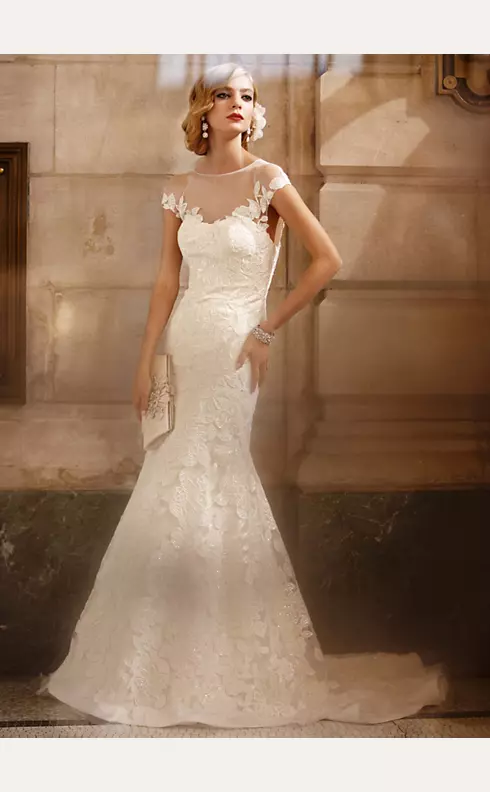 Tulle Trumpet Wedding Gown with Illusion Neckline Image 3