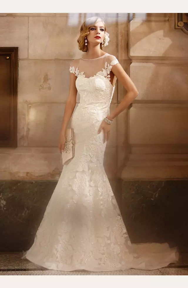 Tulle Trumpet Wedding Gown with Illusion Neckline Image 4