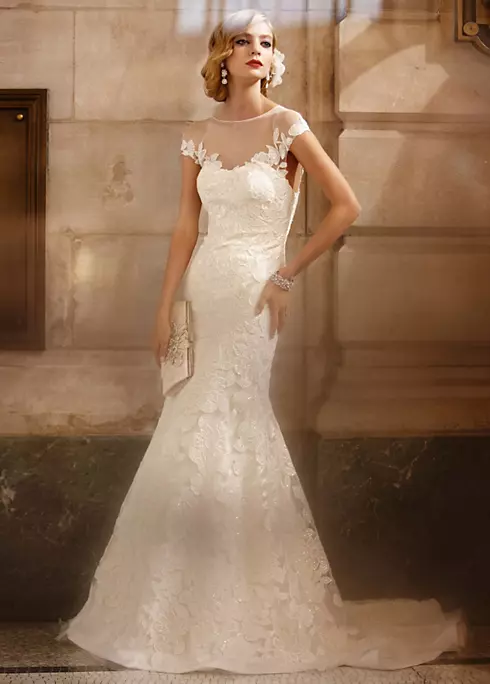 Tulle Trumpet Wedding Gown with Illusion Neckline Image 4