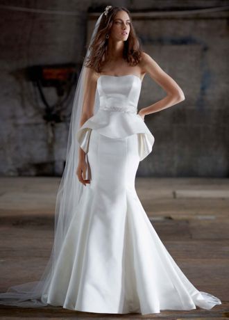 Satin Trumpet Wedding Dress with Beaded Waist