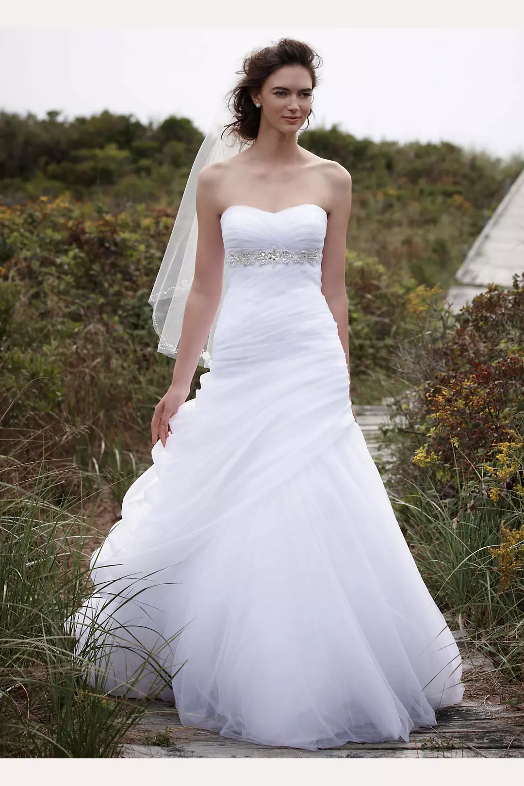Strapless Ruched Beaded Ball Gown with Draping Image