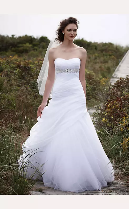 Strapless Ruched Beaded Ball Gown with Draping Image 1