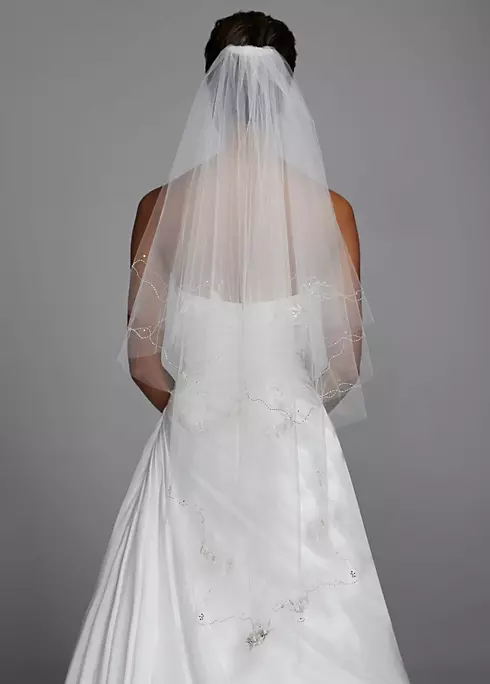 Walking Veil with Floral Motif and Cut Edge Image 3