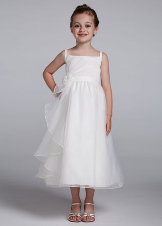 white christmas dresses Wedtrend Women V Neck Chiffon Ruffled Long Bridesmaid Dress with Slit, White main image 1