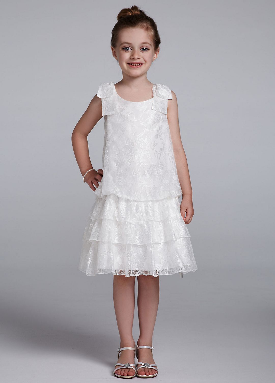 All Over Lace Tank Dress with Bows Image 1