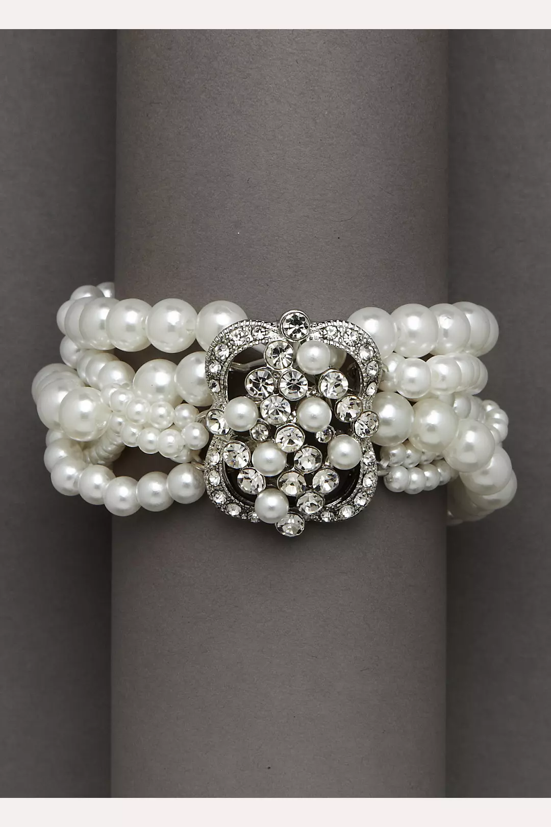 Stretch Pearl Bracelet with Brooch Detail Image