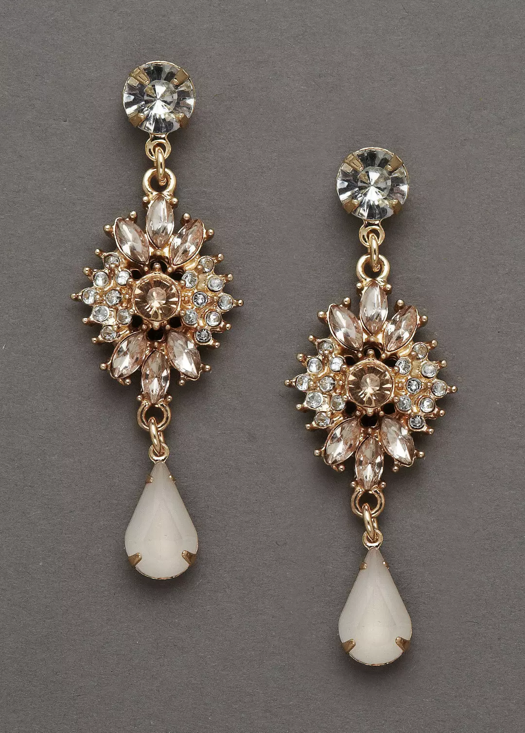 Gold and Blush Crystal Drop Earrings Image