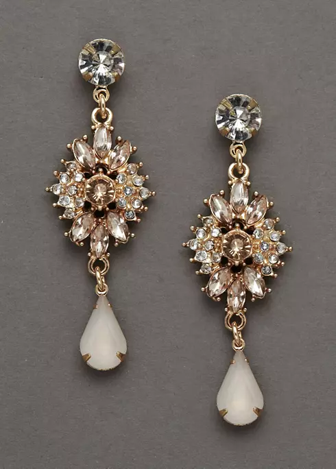 Gold and Blush Crystal Drop Earrings Image 1