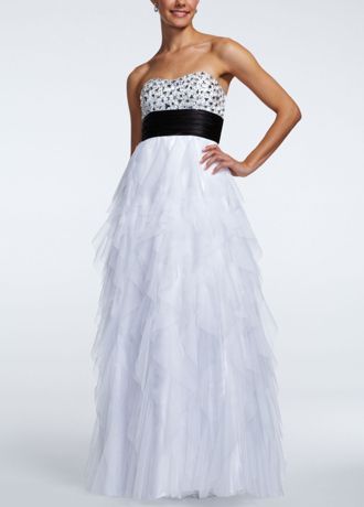 Strapless Cascade Ruffle Tulle Ball Gown Image
