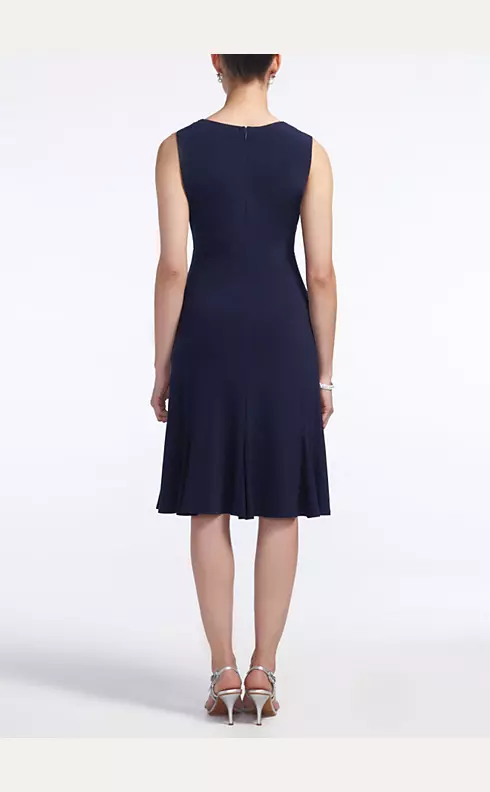 3/4 Sleeve Lace Ruffle Jersey Jacket Dress Image 3