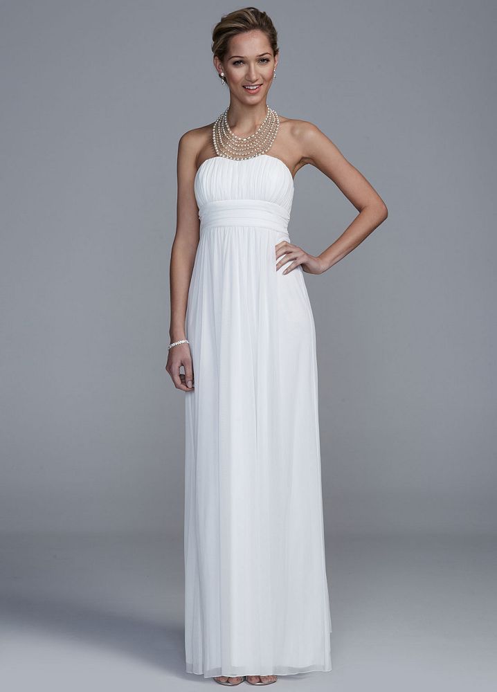 db studio Long Mesh Wedding Dress with Pearl Necklace Detail Style ...