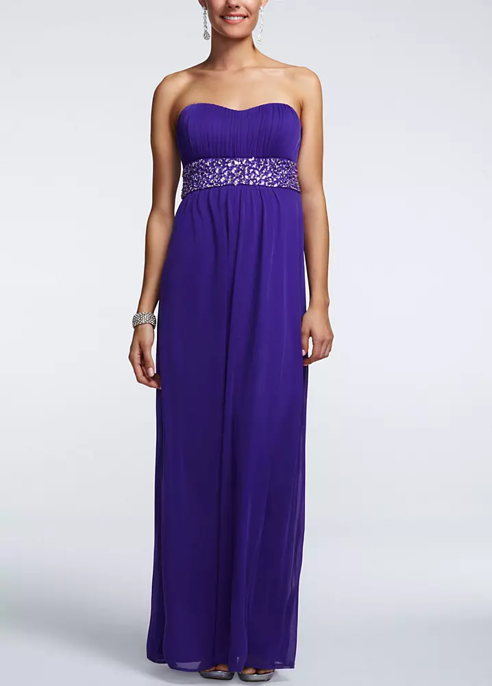 Strapless Empire Beaded Empire Waist Dress | David's Bridal Strapless Empire Beaded Empire Waist Dress | David's Bridal