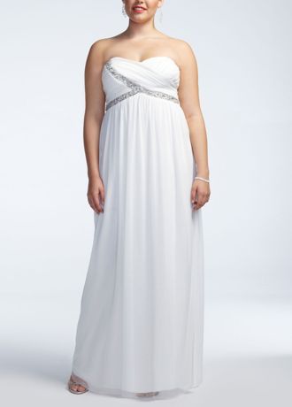 Strapless Sheer Mesh Jersey Dress with Open Back Image