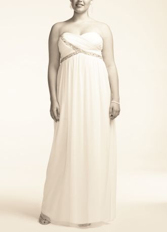 Strapless Sheer Mesh Jersey Dress with Open Back Image