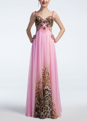 Pink Leopard Print Prom Dresses