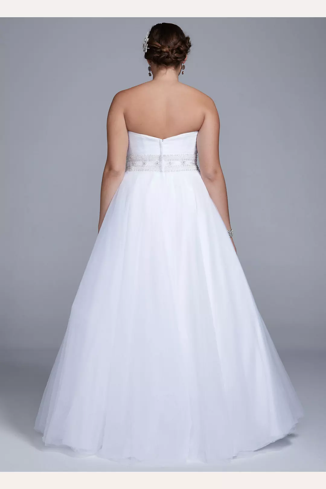 Extra Length Strapless Ball Gown with Beaded Belt Image 2