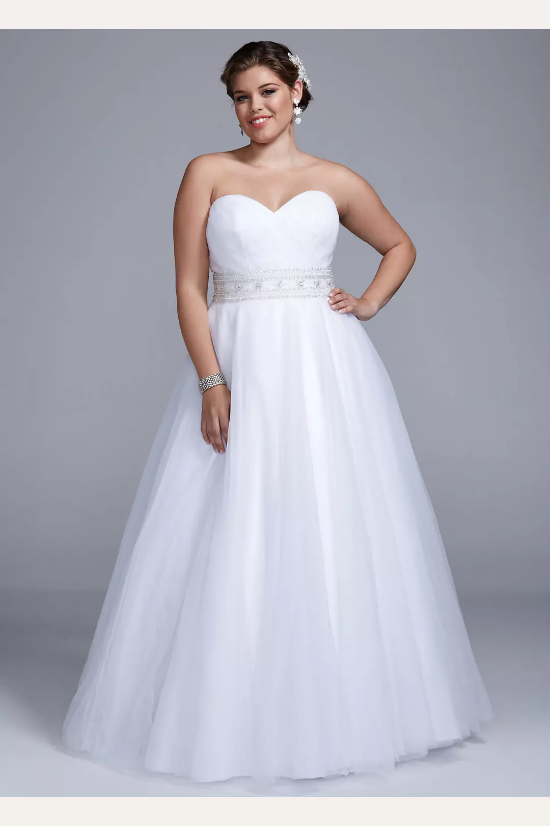 Extra Length Strapless Ball Gown with Beaded Belt Image
