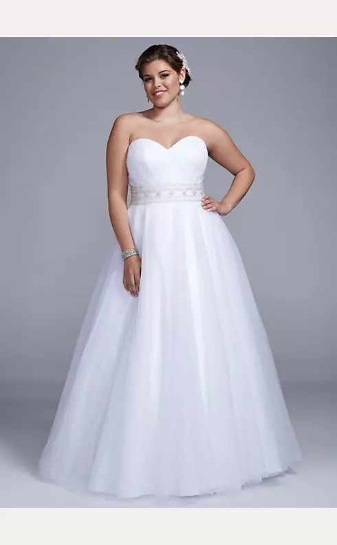 Extra Length Strapless Ball Gown with Beaded Belt Image 1