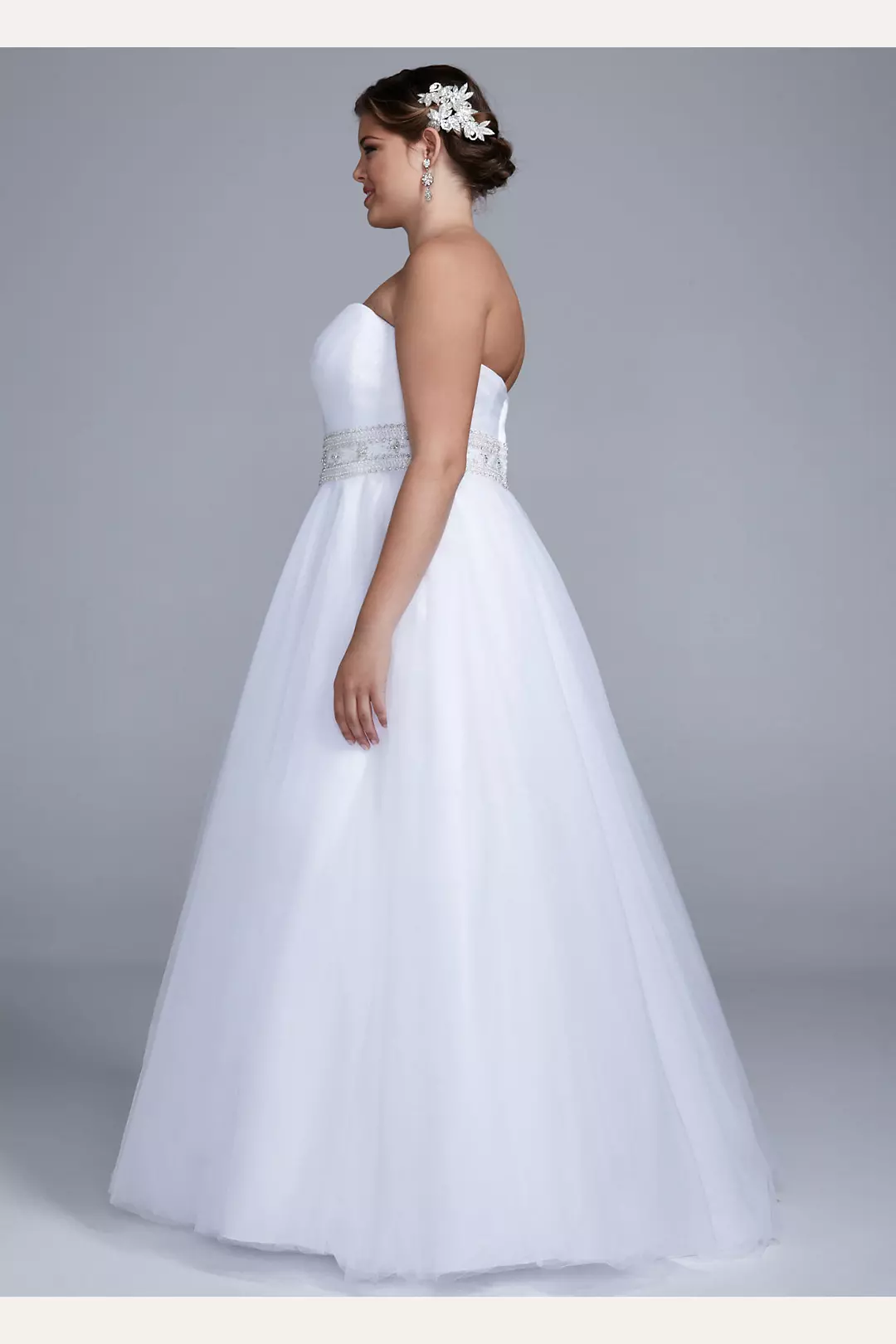Extra Length Strapless Ball Gown with Beaded Belt Image 3