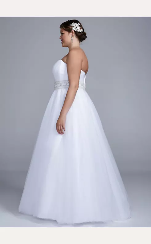 Extra Length Strapless Ball Gown with Beaded Belt Image 3