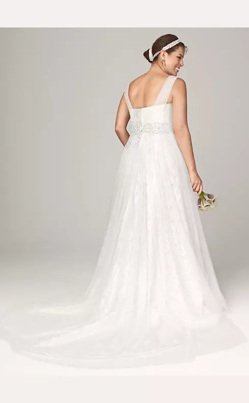 Oleg Cassini Tank Wedding Dress with Lace Accents Image 2