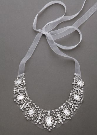 Large Crystal Tulle Ribbon Necklace  Image