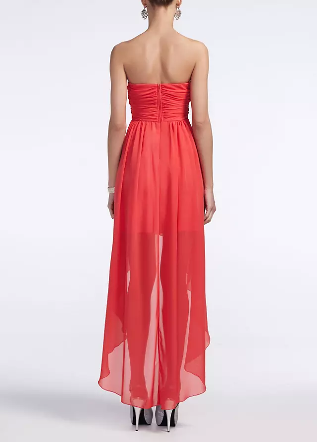 Strapless Chiffon High Low Dress with Beading Image 3