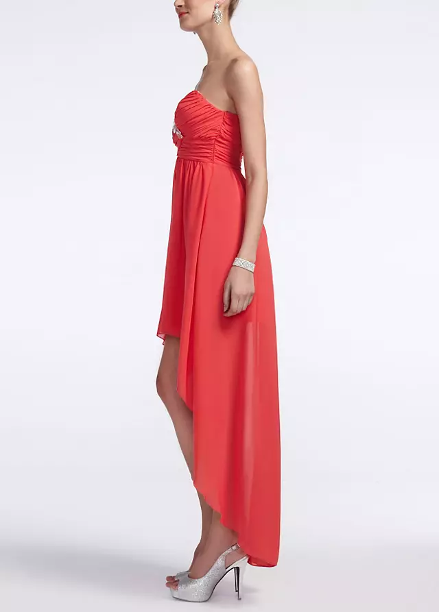 Strapless Chiffon High Low Dress with Beading Image 4
