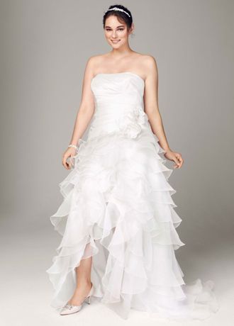 As-Is Taffeta High Low Ruffle Skirt Plus Gown | David's Bridal