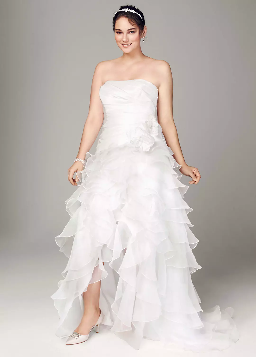 As-Is Taffeta High Low Ruffle Skirt Plus Gown Image