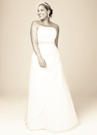 Satin A Line Wedding Dress Asymmetrical Skirt David s Bridal