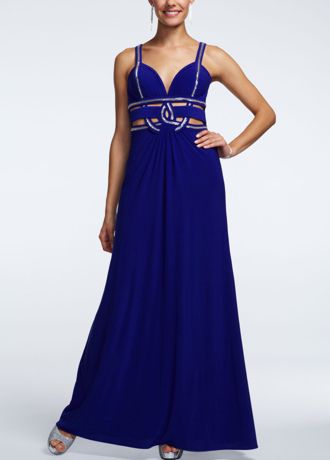 Spaghetti Strap Jersey Dress with Metallic Detail David's Bridal