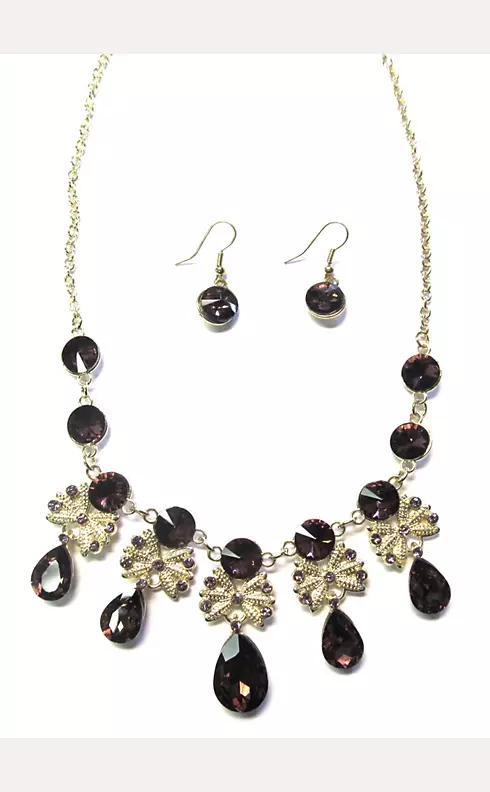 Colored Stone Necklace and Earring Set Image 1