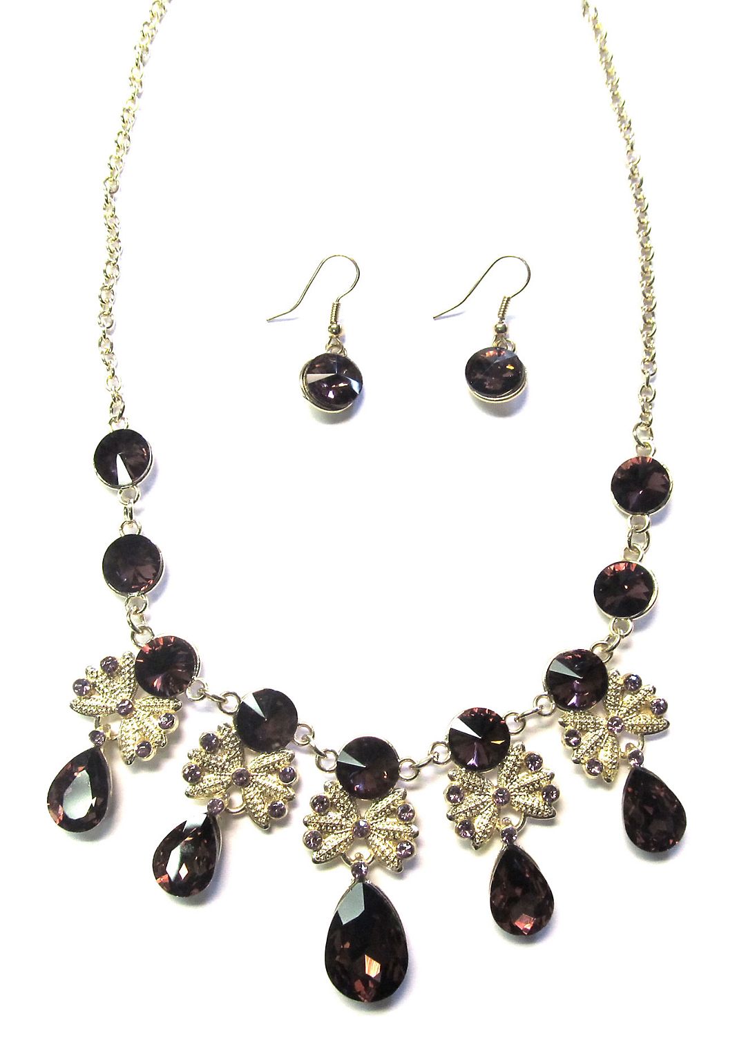 Colored Stone Necklace and Earring Set Image 1