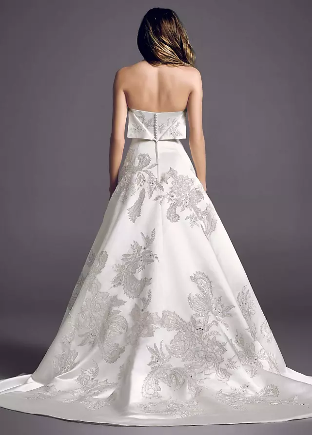 Oleg Cassini Lace Peek-a-Boo Back Wedding Dress Image 2