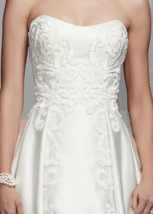 Oleg Cassini Satin Cascading Detail Wedding Dress Image 2