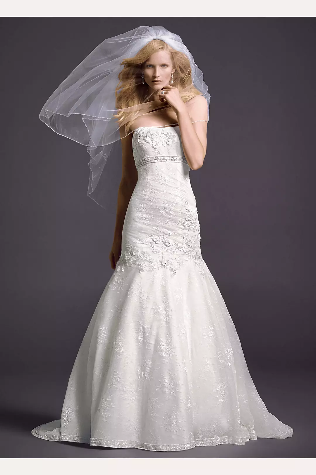 Petite Lace Wedding Dress with Floral Details Image