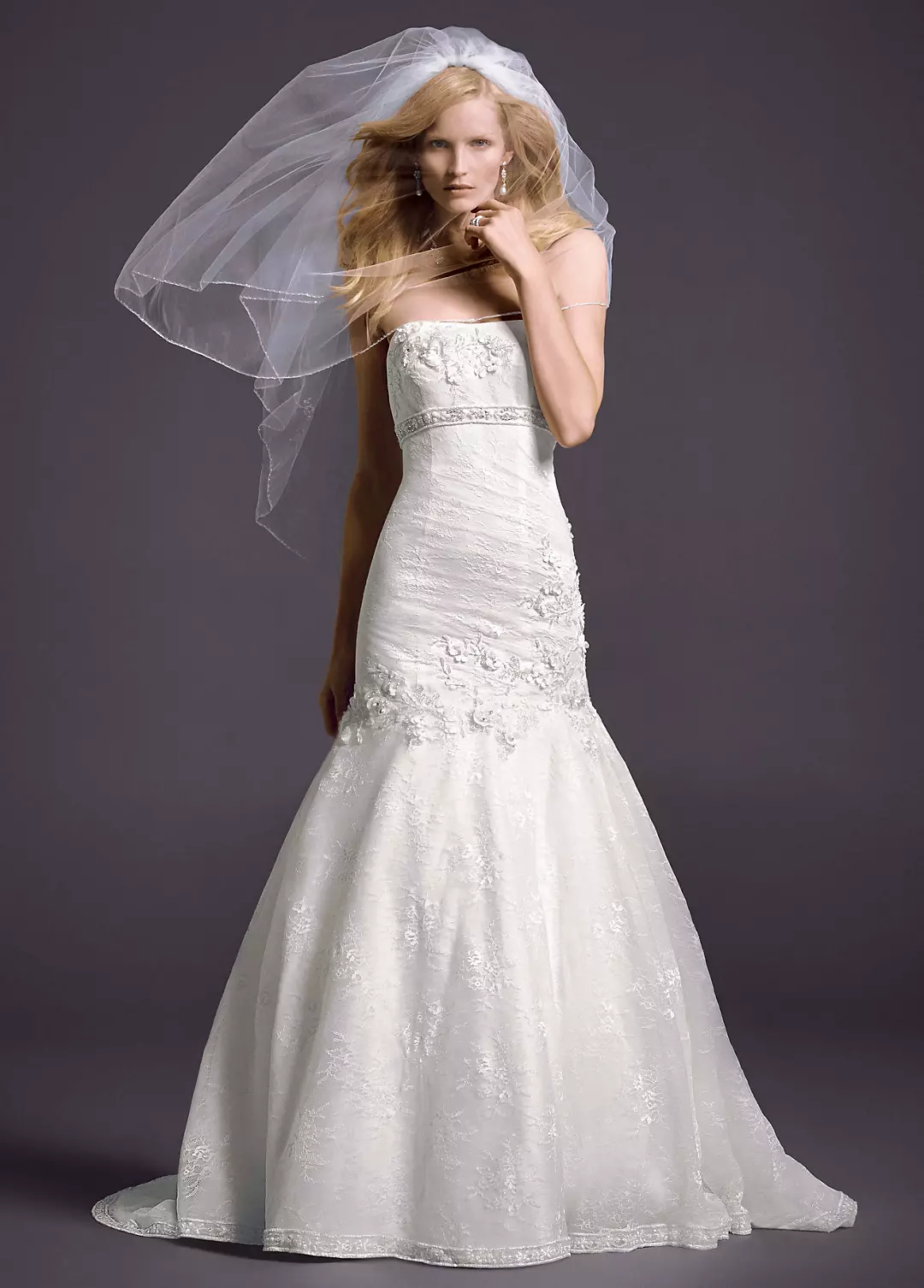 Petite Lace Wedding Dress with Floral Details Image